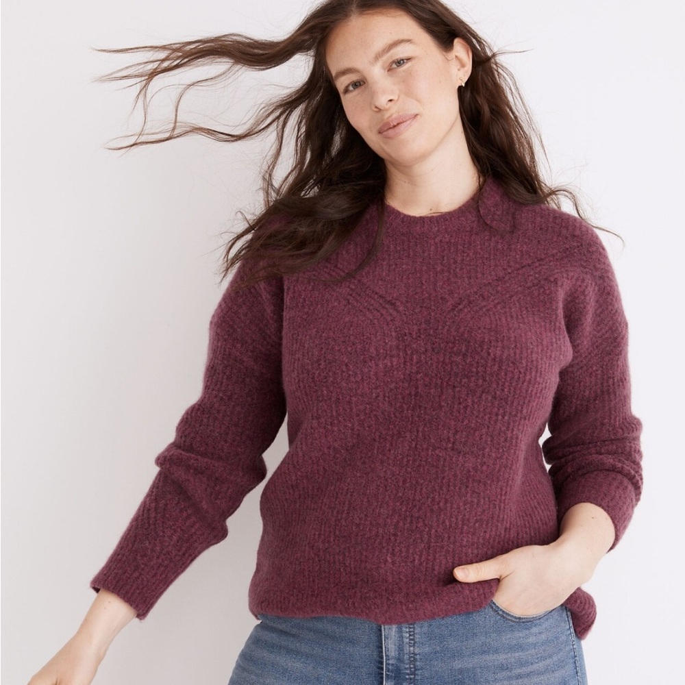 Madewell Belfiore Ribbed Pullover Sweater Wool and Camel Hair Sweater